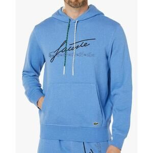 Lacoste Men's Signature Flecked Cotton Fleece Hoodie Heather Air L